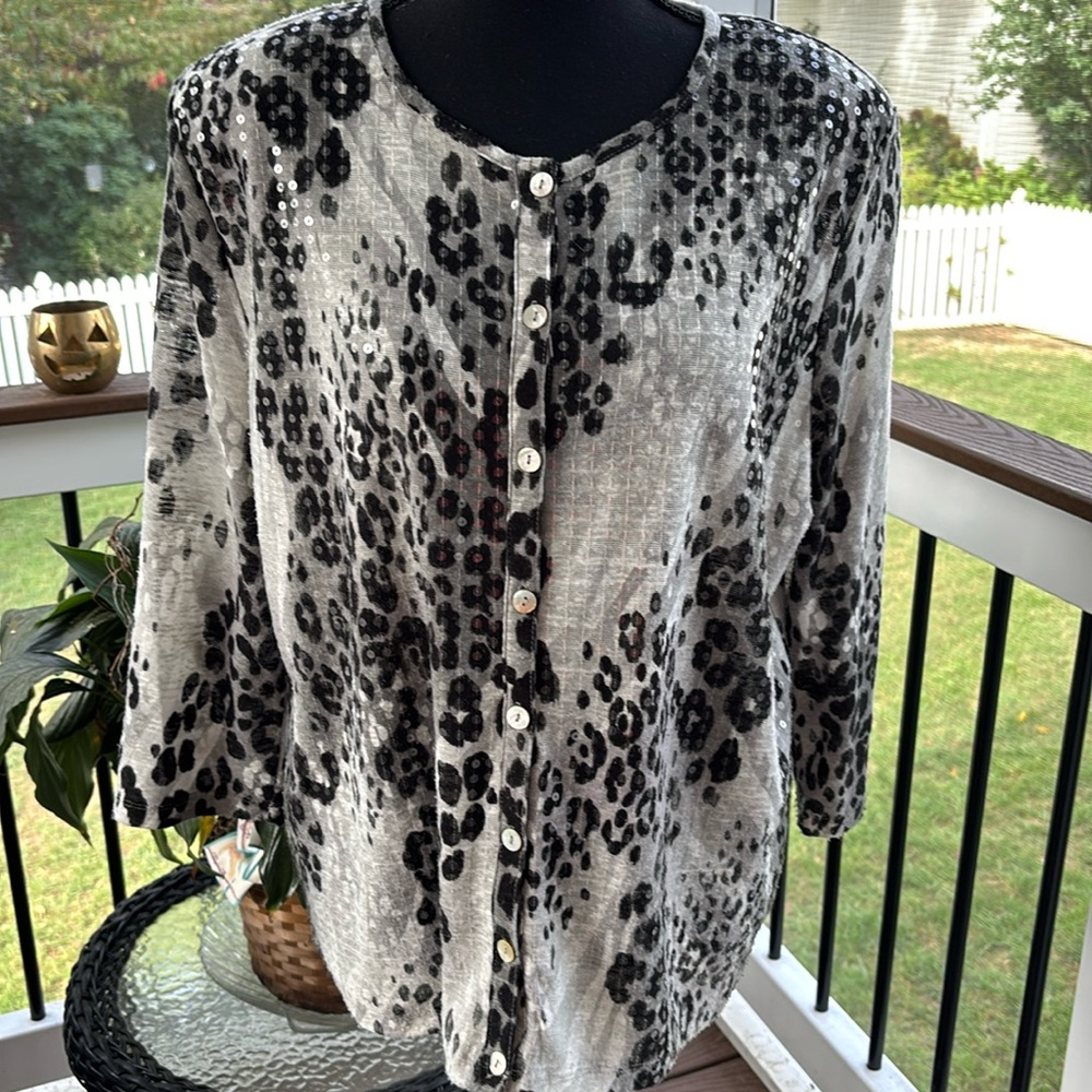 Alfred Dunner Animal Print Cardigan